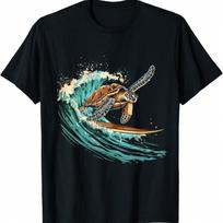Sea Turtle Surfing Ocean Sea Turtle Ocean Sea Animal Lover T-Shirt S