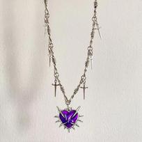 Cross Y2K Spicy Girl Dark Heart Thorn Necklace: Harajuku Hip Hop Retro Sweater Chain violetinė