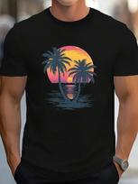 Unisex'S Tropical Sunset Palm Tree Print T-Shirt S