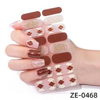 4sets 16 Strips Semi Cured Gel Nail Stickers Gradient Colors French Nail Art Gel Nail Polish Strips Glittering Nail Art Stickers