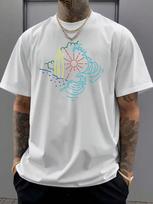 Unisex's Casual Short-Sleeved T-Shirt - Vibrant Surf-Inspired Wave And Letter Print, Soft And Comfortable Fabric XXXL