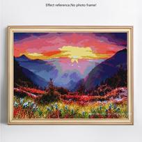 Deimantinis siuvinėjimas Vaizdingas saulėtekio mozaika Deimantinis paveikslas Kalnų krištolas pilnas apvalus siuvinėjimas kryželiu 20X30CM pink