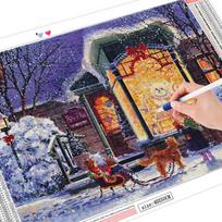 5D Diamond Painting Snow Cross Stitch Full Square Round Diamond Embroidery Landscape Mosaic Bear Christmas Decorations Full Round (20X30CM)