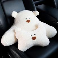 Puikus automobilio juosmens pagalvėlių galvos atramų rinkinys Pliušinis automobilio apsauga Kaklo stuburo juosmens stuburo pagalvėlės Kasdieninės patogios pagalvėlės Lumbar Cushion+ Headrest