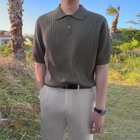 Summer Polo Shirt Short Sleeve Men's Korean Version of the Trend Casual Lapel Knit T-shirt Light Mature Wind Light Business Man M žalia