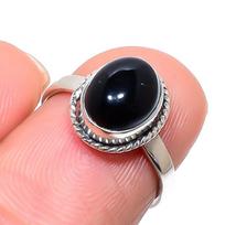 Natural Black Onex Gemstone Handmade 925 Sterling Silver Jewelry Ring S.6 R6I83
