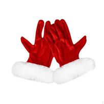 Christmas Red Gloves Velvet for Stage Performance 21cm Long