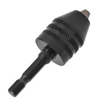 Keyless Drill Chuck Impact Driver Bit Adapter Converter 3 Jaws 14in Hex Shank 0.6?8mm Black