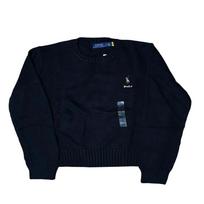 Polo Ralph Lauren SS23 Solid Color Crew Neck Long Sleeve Knit Sweater Women sweater Black 211832724-003 XS