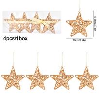 4/8Pcs Christmas Ball Ornaments Gold Hollow Star Pendant Christmas Tree Hanging Decoration for Home 2025 New Year Navidad Gifts