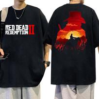 Red Dead Redemption 2 Graphic T-Shirts Arthur Morgan Game Player Tops Short Sleeve T-shirt Men's Gothic Clothing Cotton T Shirt S