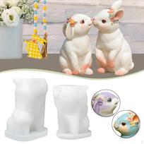 2x Easter Epoxy Model Bunny Casting Ornament Handmade Lightweight DIY Crafts Tabletop