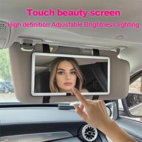 Car Makeup Mirror Sun Visor Plate LED HD Makeup Mirror Girl Women Rechargeable Fill Light Thin Vanity Mirror 3 Brightness Levels juoda
