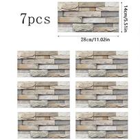 7Pcs Brick Pattern Wall Stickers 3D Peel and Stick Wall Paper Self Adhesive Wall Tile Sticker for Kitchen Bathroom Home Decor