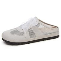 Women's shoes new mesh breathable slippers versatile casual shoes light one pedal half support trendy and comfortable German training shoes 36