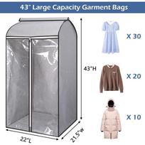 Contemporary Waterproof Polyethylene Garment Bag, Well-Sealed Zipper, Multipurpose for Closet & Under-Bed Clothes Storage