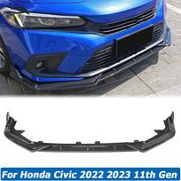 Compatible 2021-2022 Honda Civic 11th Gen Front Lip 3-Stage Bumper Corner Kit Matte Black