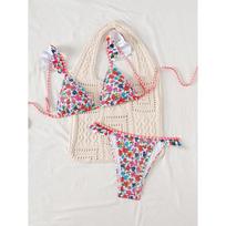 Sexy Bikinis Floral Swimsuits Women Swimwear Push Up Female Beach Swim Wear Bathing Suits Bikini Set Pool Bather S rožinė