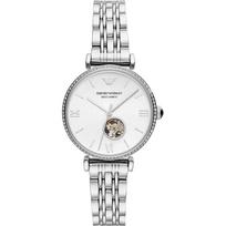 Emporio Armani Gianni T-Bar Silver Metal Ladies Mechanical Automatic AR60022 sidabras