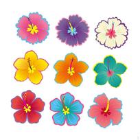 45Pcs Luau Flower Cutouts Bulletin Board Decorations Back to School DIY Craft Decor Wall Decals for