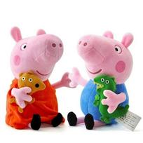 Peppa Pig ir Džordžas pliušinių žaislų rinkinys, 2 vnt., 30 cm aukščio, minkštas ir malonus glostyti, oficialiai licencijuota vaikų dovana