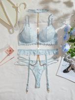 Vasarinis Seksualus Apatinio Trikotažo Rinkinys Seksualus Skaidrus Apatinio Trikotažo Rinkinys XL šviesiai mėlyna spalva