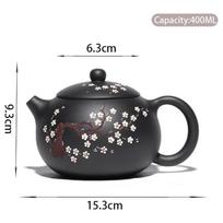 400ml Classic Yixing Purple Clay Teapot Raw Ore Black Mud Xishi Tea Pot Zisha High Capacity Plum Bossom Tea Kettle Home Tea Set