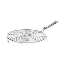 Apvalus nerūdijančio plieno kepimo tinklelis su Papad Jali, Roti Jali ir kepsninės grotelėmis virtuvei - 1 vnt. pakuotė 13 Inches Length sidabras