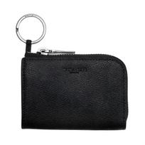 Coach Logo Zip Closure Crossgrain Leather Card Case Women Accessories Black CW359-QBBK Black