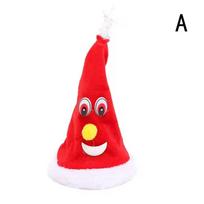 1pc Swing Singing Christmas Tree Hat Happy New Year Electric Glowing Music Plush Cap Funny Toy Gift For Kid Xmas Home Decoration