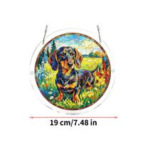 Acrylic Suncatcher 7.48in Dachshund Acrylic Puzzle Stained Cute Dog Wall Ornament for Door Home Living Room Bedroom Entryway