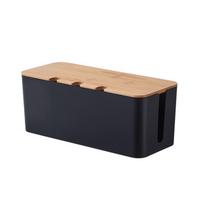 Large Cable Management Box – Wooden Style Cord Organizer and Cover for TV Wires, Computer, USB Hub and Under Desk Power Strip – S
