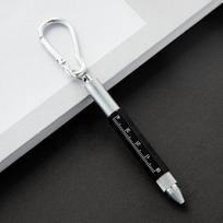 Portable Metal Multitool Pen Short Style 6-in-1 Ballpoint Pen with Screwdriver/Ruler/Stylus Capacitive Pen Construction Tools