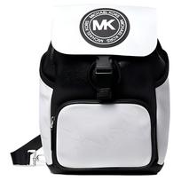 Michael Kors MK Kent Logo Drawstring Closure Nylon And Faux Leather Chest Bag Men bags Black White 37S3LKNC2O-BRIGHT-WHT Basic Set (Bag+Dust Bag)