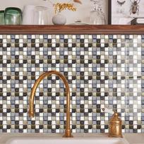50pcs 3D Waterproof Self-Adhesive Mosaic Tile Wall Stickers, Easy to Install, Suitable for Kitchen Bathroom and Home Decoration