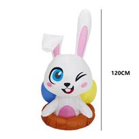 4 FT Happy Easter Bunmy Inflatable Toy For Garden Yard Cartoon Cute Inflatable Rabbit With Lights Outdoor Easter Decoration UK plug