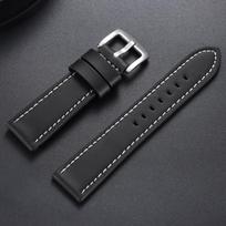 18mm 20mm 22mm 24mm Stitching Sports Watch Band Brown Genuine Leather Watch Strap Men's Steel Clasp Bracelet Universal Wristband 18mm&with Silver Bukcle