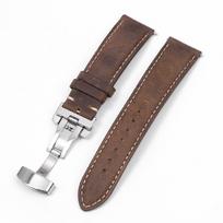 Karvės odos laikrodžio apyrankė Drugelio sagtimi Greito atsegimo apyrankė 14/16mm 18mm 20mm 22mm 24mm Samsung Galaxy Watch 7/6/5/4 20mm&Silver Buckle