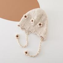 New Windproof Pullover Cap Pompom Coldproof Ear Protection Hat Knitted Flower Lei Feng Hat Autumn and Winter