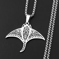 Manta Ray Polynesian Totem Chain For Women Men Stainless Steel Silver Color Devil Ray Ethnic Horde Glory Fish Necklace Jewelry