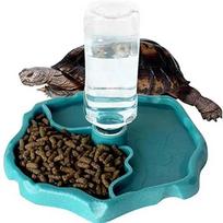 Reptile Feeders Waterer Automatic-refilling Turtle Water Dispenser Bottle Tortoise Food Water Bowl Feeding Dish for Lizards ežero mėlyna spalva