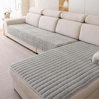 Minimalist Plush Flannel Plaid Sofa Cushion Stain-resistant Non-slip Sofa Cover Warm Thickened Seat Cushion Winter 27.56x59.06 in