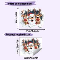 Wall Breaking Santa elk Sticker Peel Stick Funny Christmas Cartoon Design Winter Holiday Home Decor Stickers for Dorm Office