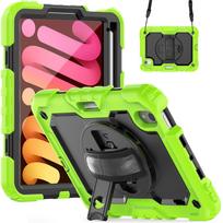 Heavy Duty Protective Case for iPad Mini 6 7 A17 Pro 8.3 Full Body Shockproof Case Crossbody Strap Hard Sturdy Kickstand Cover iPad mini 6