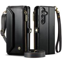 Crossbody for Samsung Galaxy S25 FE Leather Wallet Case RFID Blocking 10 Card Holder Zipper Pocket Magnetic Flip Wristlet Strap For Galaxy S25 FE juoda