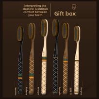 6-piece luxury household wide head adult ultra-fine soft bristled toothbrush, suitable for adults couples traveling for cleaning oranžinė