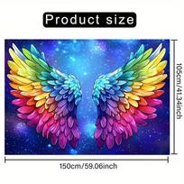 2D Vibrant Rainbow Angel Wings Backdrop with Starry Background 47.2x31.5inch/120*80cm