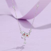 Tichia Moonlight Lover S925 Sterling Silver Necklace with Moon Color Zircon 925 Silver
