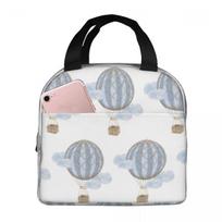 Blue Vintage Hot Air Balloon Insulated Lunch Bag for Kids School Cooler Thermal Food Box Tote Leakproof Lunch Boxes Container One Size