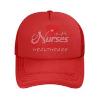 Rhinestone Nurse Heartbeat Of Healthcare  Mesh Baseball Cap Hip Hop Adjustable